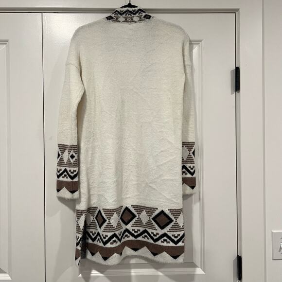 Rachel Zoe Women's Cardigan in Cream Brown Black Pattern Super Soft Size Small - Picture 7 of 7
